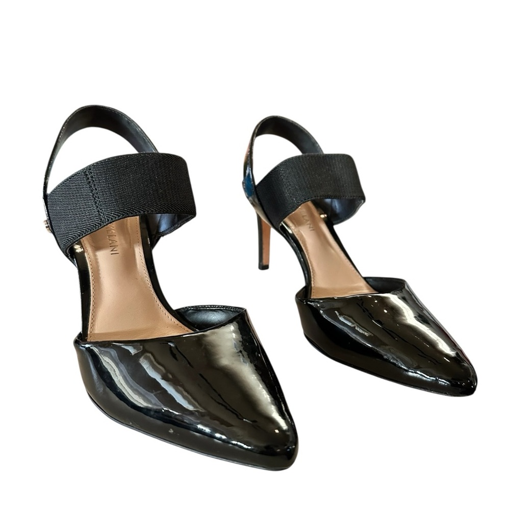 Antonio Melani Black Patent Slingback Size 8.5 Pointed Toe Stretch Strap Pumps - Picture 12 of 12